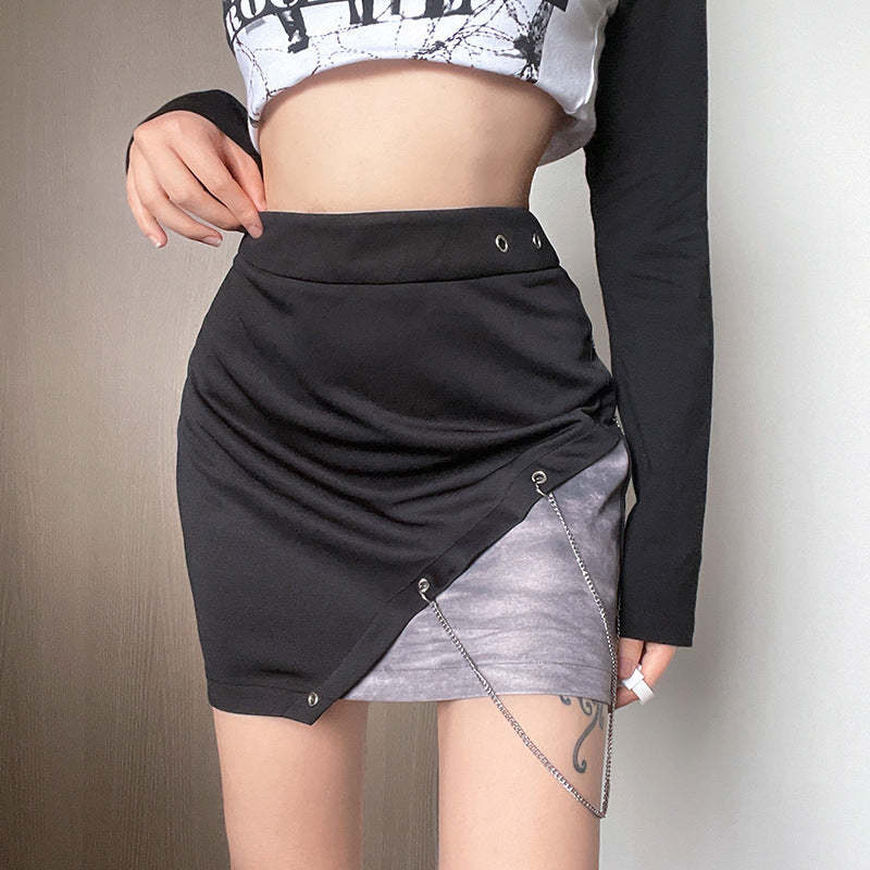 Contrast Chain Design Tube Mini Skirt