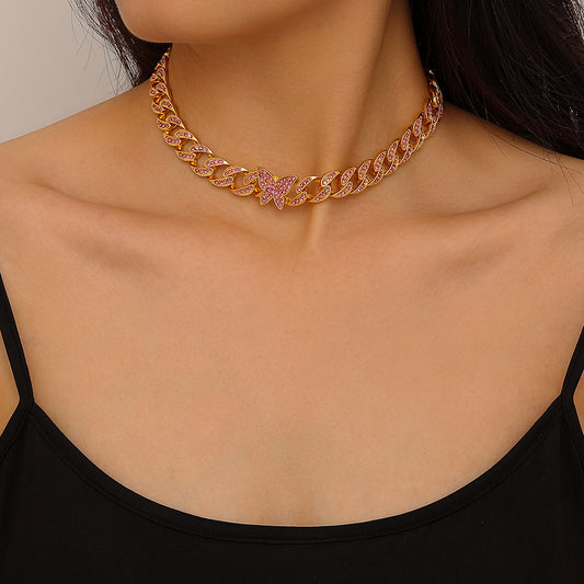 Diamond Butterfly Choker Necklace