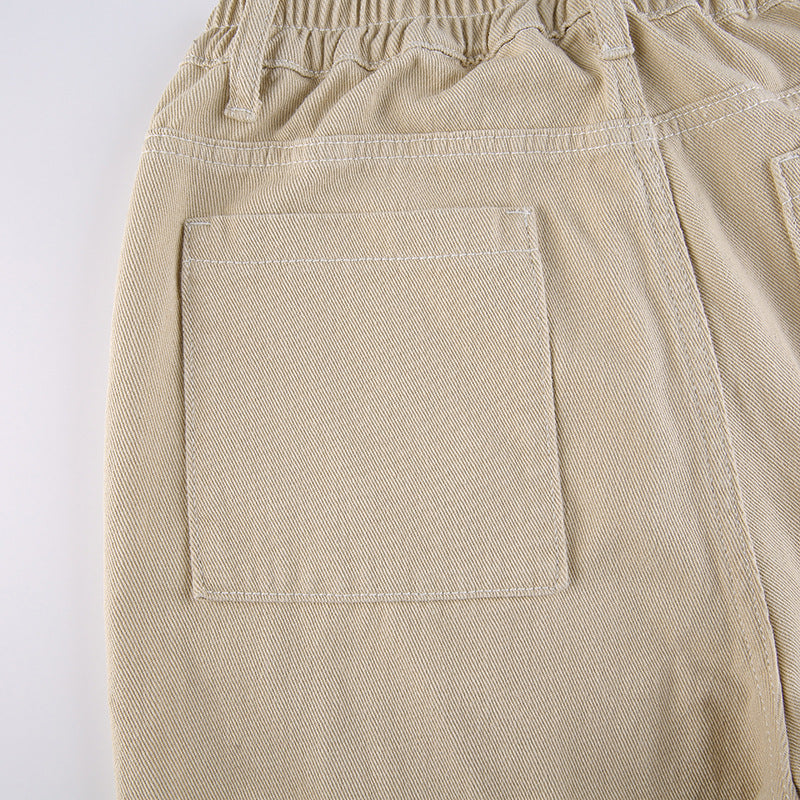 Cargo Jean Flap Pocket High Waist Pant