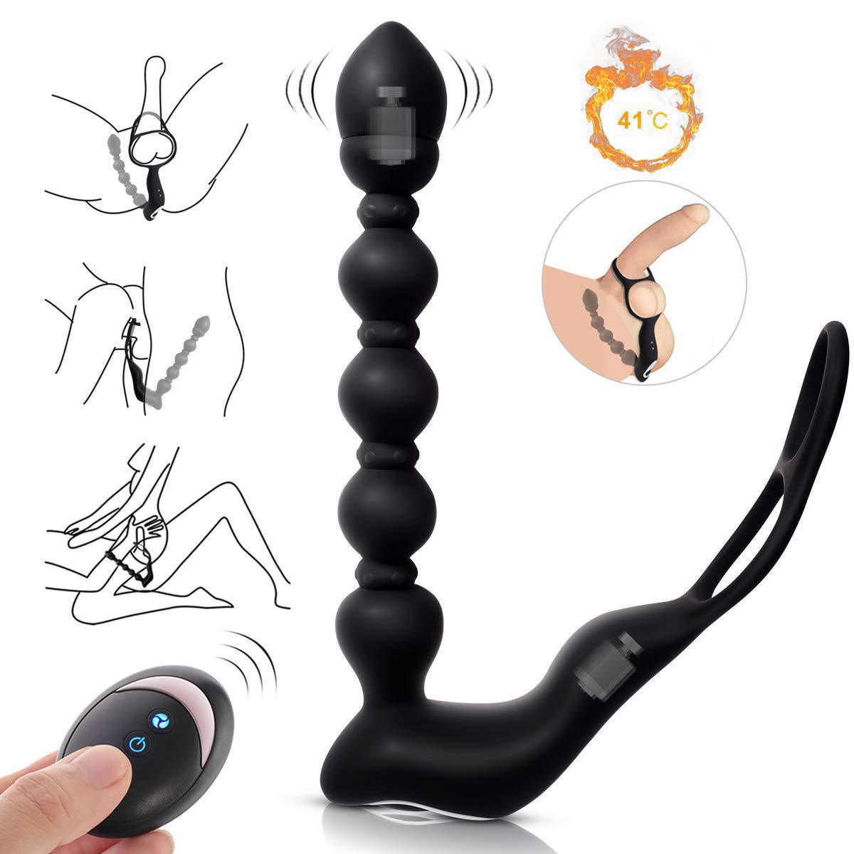 Men/Couple Butt Beads Self-Heating Anal Vibrator Prostate Massager - M I I X A S