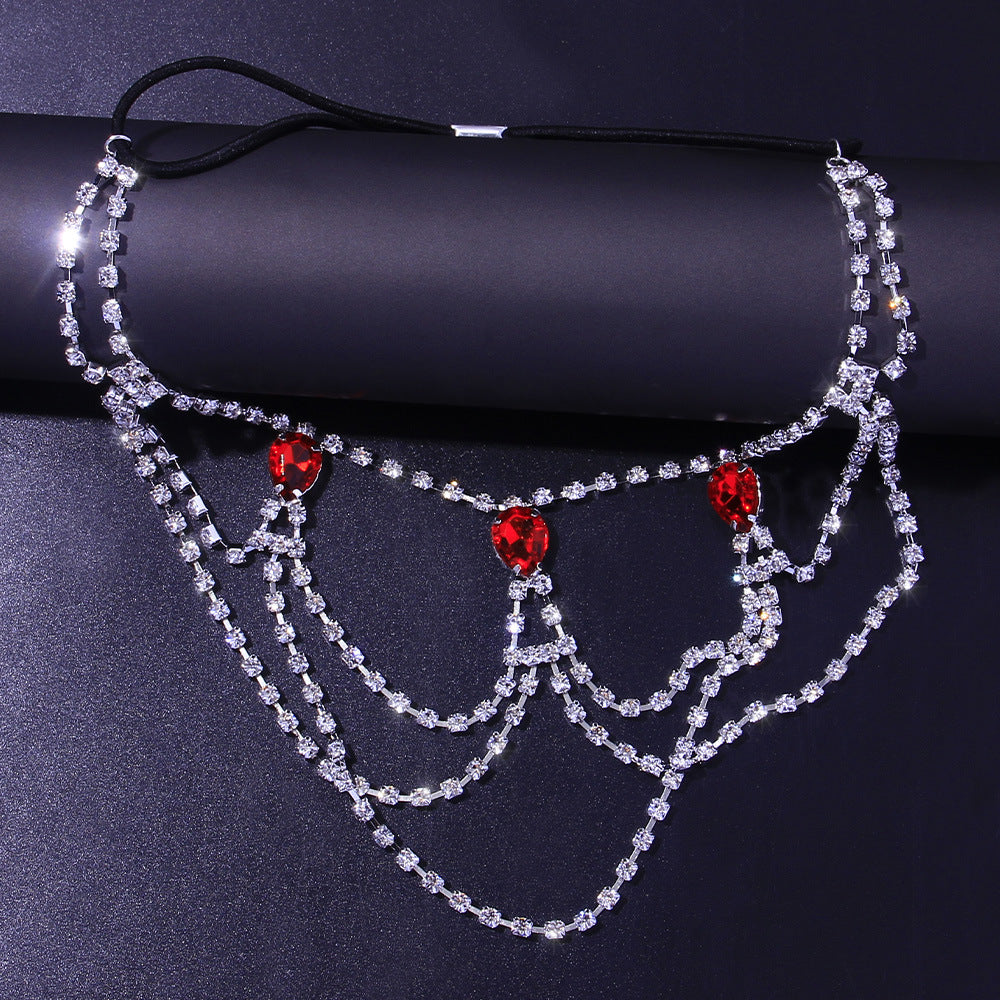 Red Crystal Rhinestone Thigh Chain