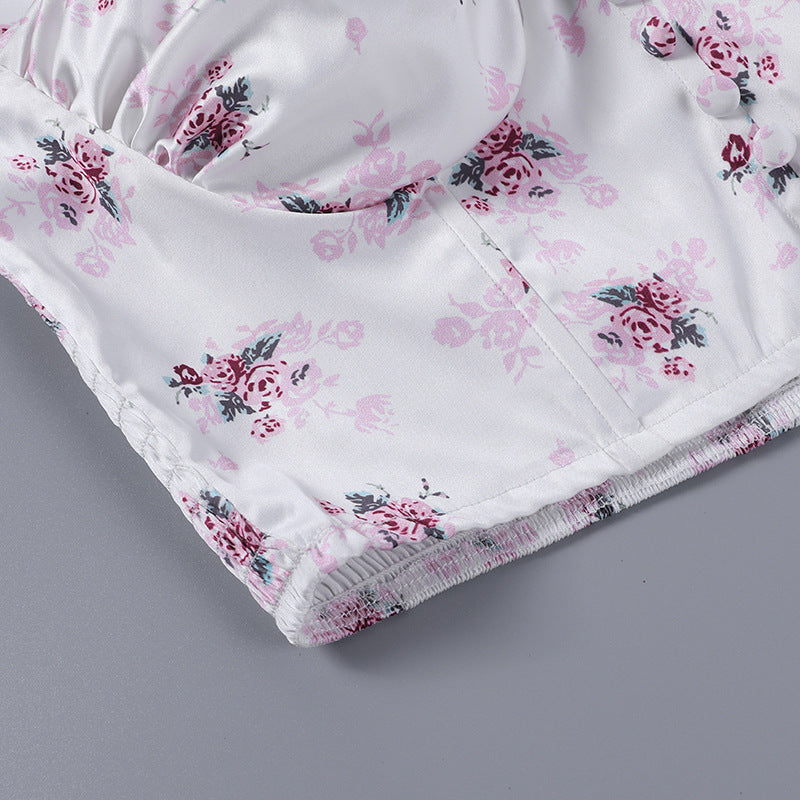 Satin Floral Tops Women