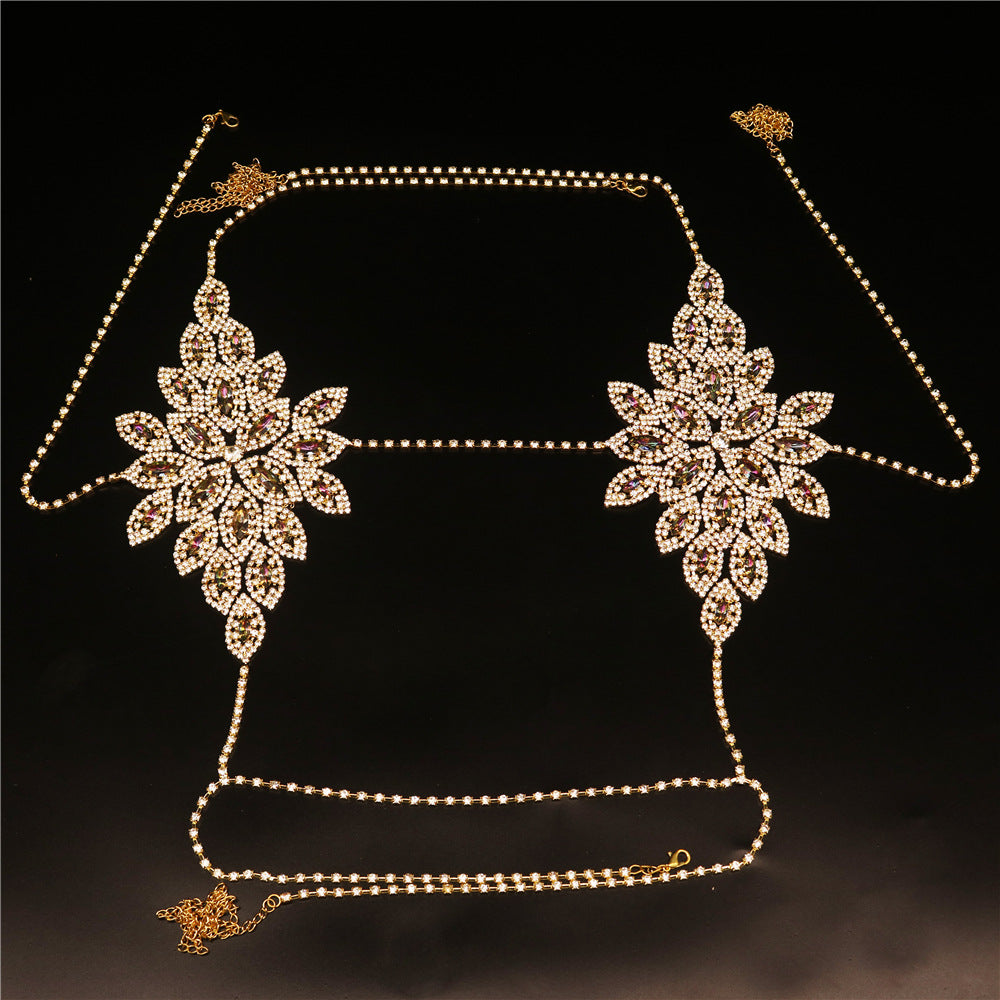 Rhinestone Floral Crystal Body Chain Set