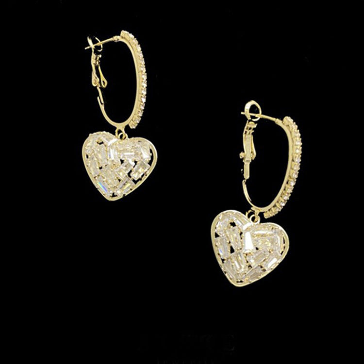 Heart Shaped Zircon Earrings