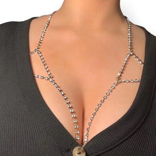 Rhinestone Halter Body Chain