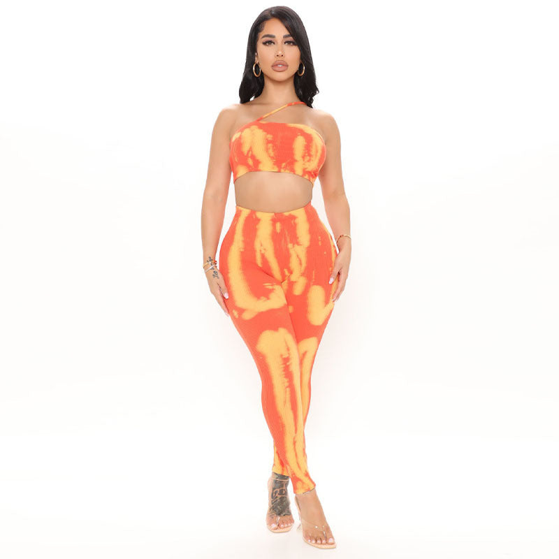 Tie Dye Tube Top Pants Two Piece Set