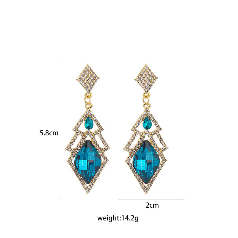 Tassel Blue Crystal Stud Earrings