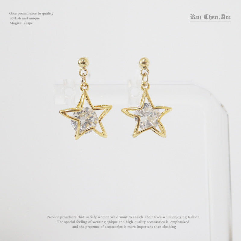 Stars Zircon Earrings/Clip on Earrings