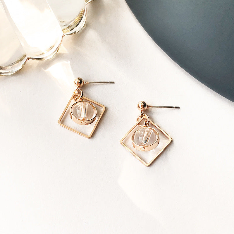 Square Hollow Crystal Earrings