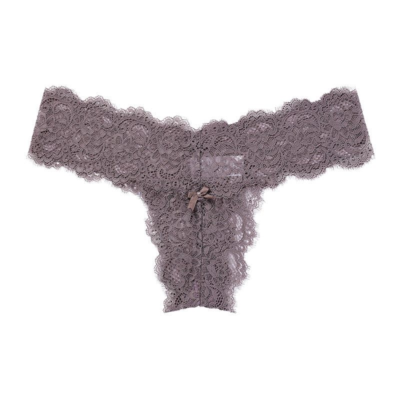 Floral Lace Scallop Trim Thong - M I I X A S