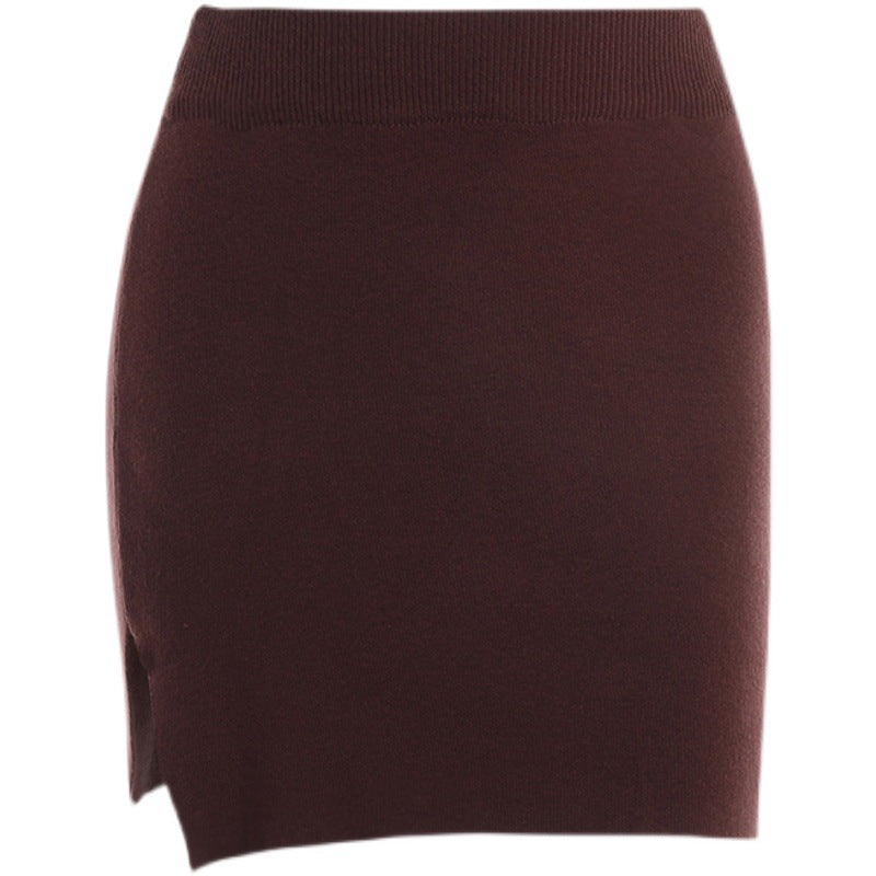 Women Knitted Split Short Skirt