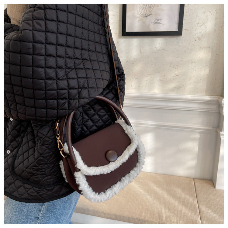 Plush Zip Flap Crossbody Bag - M I I X A S