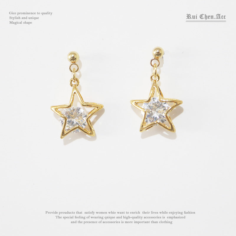 Stars Zircon Earrings/Clip on Earrings