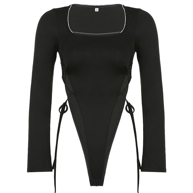 Side-Tie Long Sleeve Sexy Bodysuit