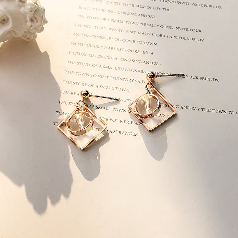 Square Hollow Crystal Earrings